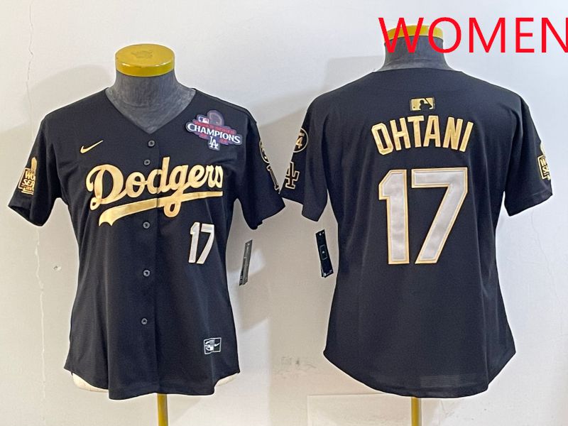 Women Los Angeles Dodgers #17 Ohtani Black Gold Game 2025 Nike MLB Jersey style 2->women mlb jersey->Women Jersey